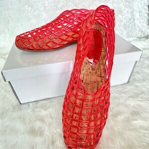 NIB VorisVina Red Jelly Mesh Ballet Flats 7.5 NEW